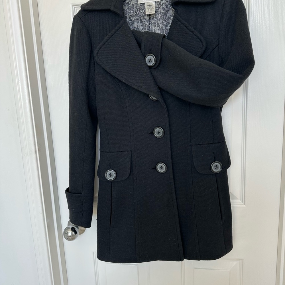 Nine West Black Double-Breasted Pea Coat